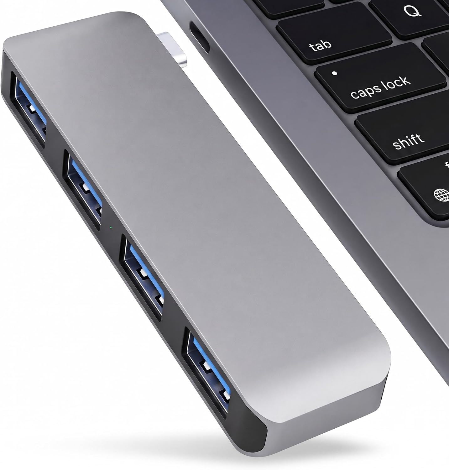 Compact USB C Hub for MacBook Pro/Air/Neo, Laptops, Tablet, Game Consoles | Cordless plug-in design, slim compact size for one-hand use. Snug fit avoids bumps & friction, great for travel & office