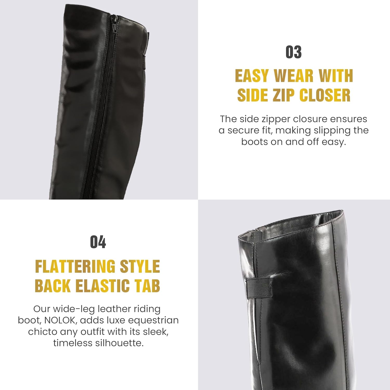 JATAREA Women's Leather Knee-High Boots - Stylish Block Heel - Comfortable Bootie for Females - Cushioned Insole for Comfort - Durable and Versatile Design - Image 6