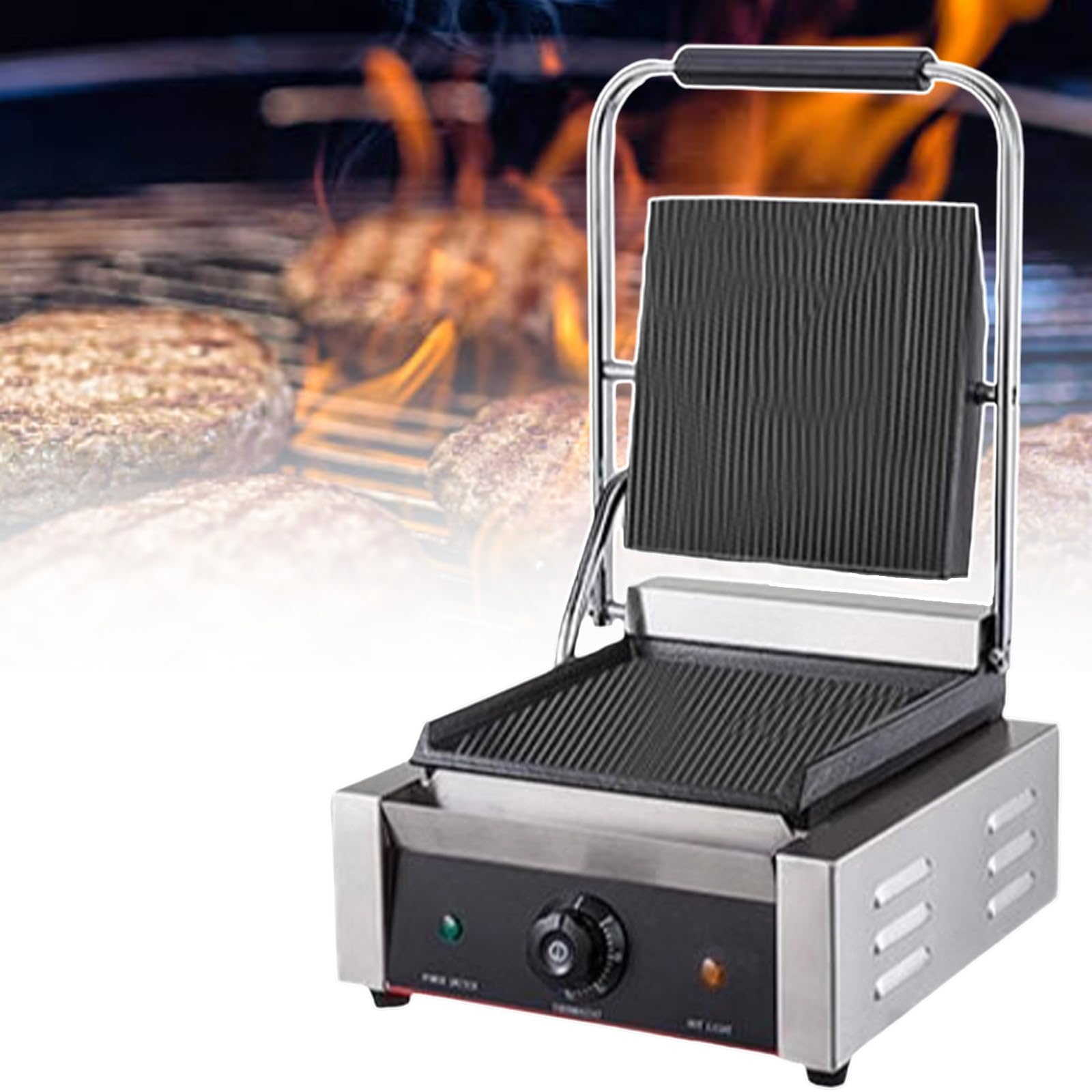 SENJINGHUA 1800W Beef Maker Machine, 9.4"X9" Heating Area Electric Sandwich Panini Maker, Double-Sided Heating for Crispier Baking, for Sandwiches, Sausages,110V