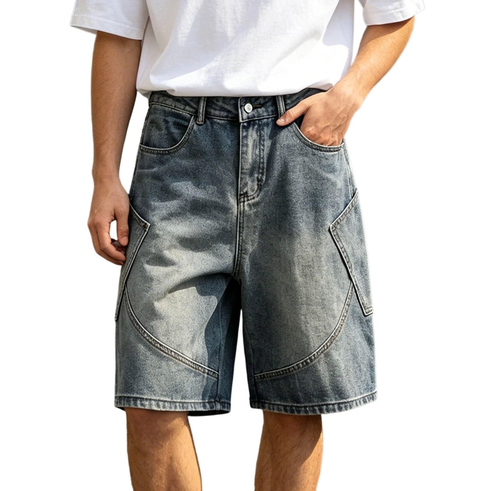 Jean d'été stretch pour homme coupe ample coupe-vent et short de loisirs confortable