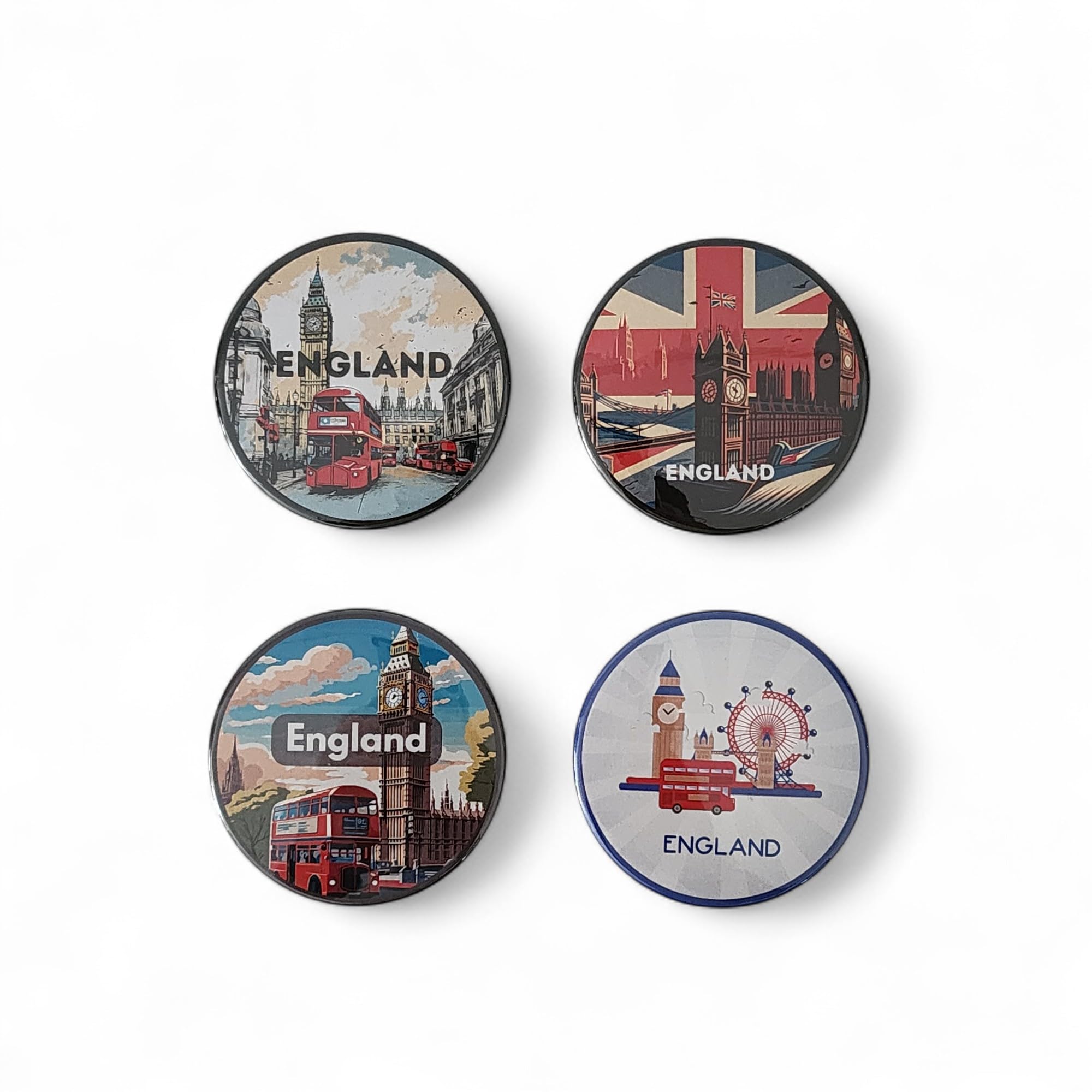 Hedea England Big Ben London Eye Refrigerator Magnets Set - 4 Pack Vintage Style British Landmarks Fridge Magnets