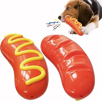 Tough Dog Toys, Dog Toys for Aggressive Chewers Large Breed Dogs, Hot Dog Dog Chew Toy Durable Dog Toys for Large Dogs Dog Extreme Chew Toys Indestructible