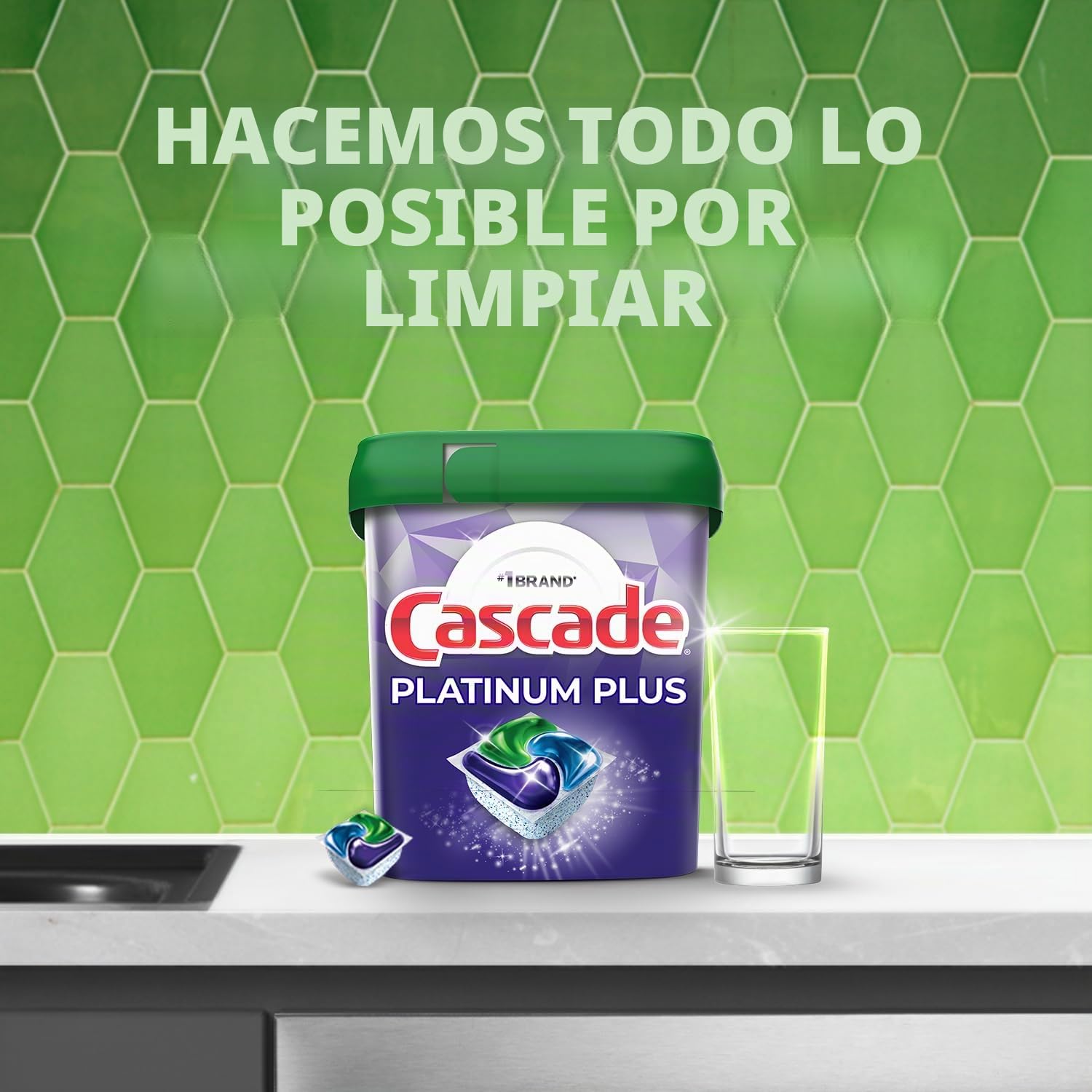 Cascade Platinum - Cápsulas para lavavajillas, detergente para lavavajillas, Actionpacs, frescas, 62 unidades