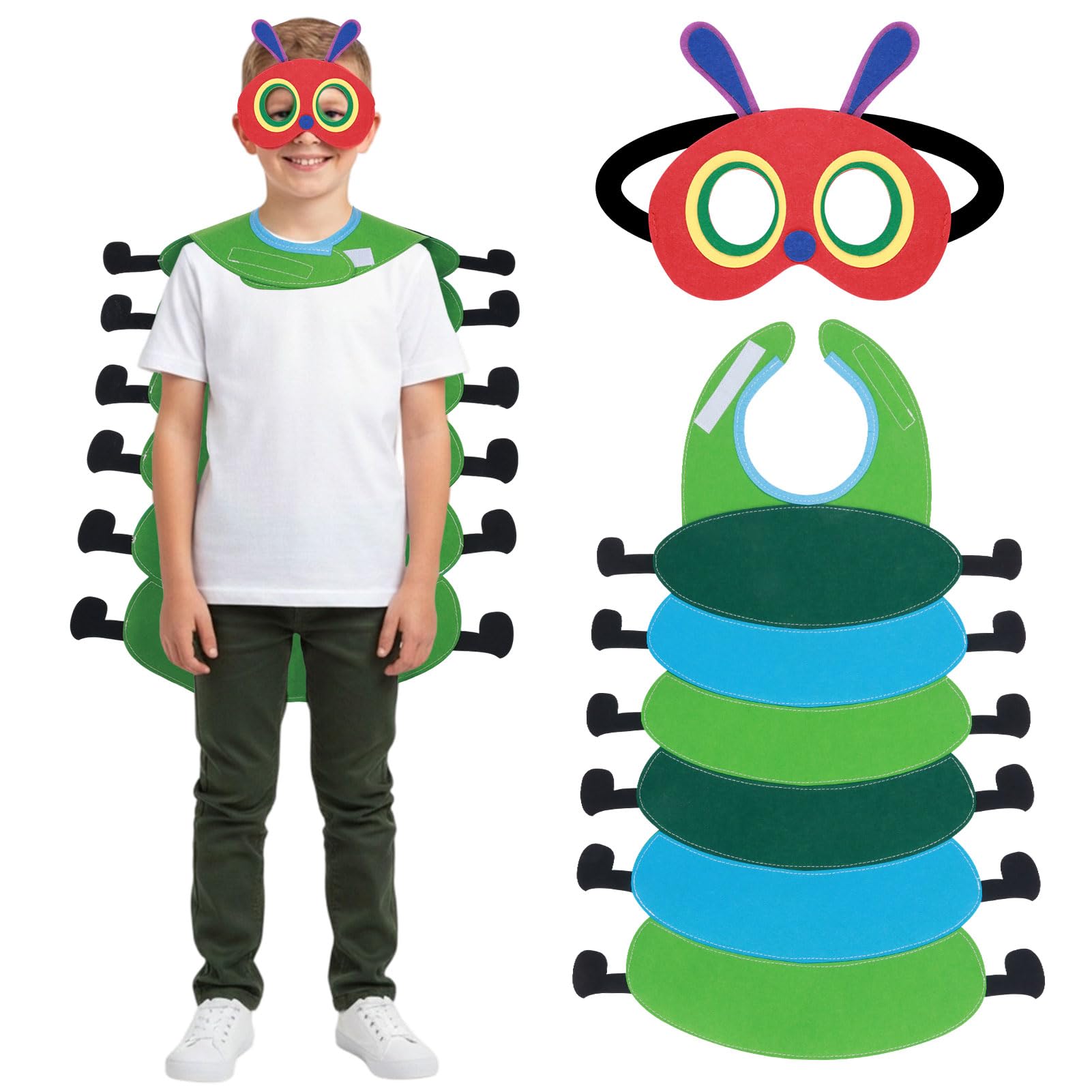 Aleshime Caterpillar Costume for Kids Toddlers, World Book Day Costume Fancy Dress for Girls and Boys Age 3-12Y(Green)