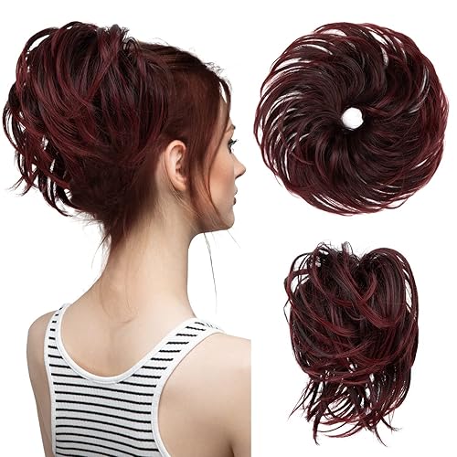 Miniatura 10 de CJL HAIR - Extensión de cabello grueso, ondulado o rizado, sintético, tipo cola de caballo o rodete desordenado, grande, para recoger el cabello