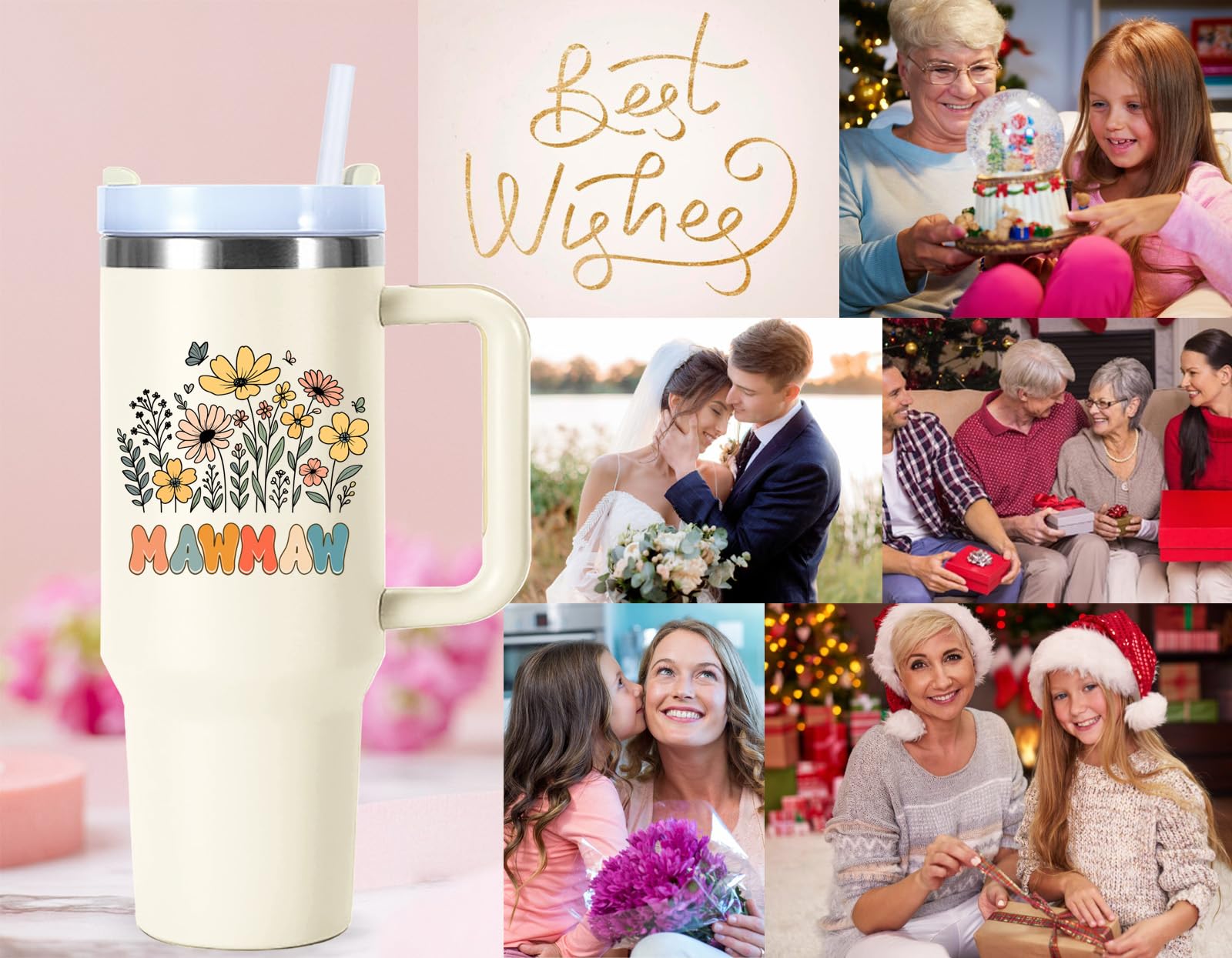 40 oz Mawmaw Cups Tumbler with Handle.40 oz Mawmaw Gifts for Grandma from Grandkids.40 oz Mawmaw Mothers Day Christmas Birthday Gifts Tumbler with Straw.