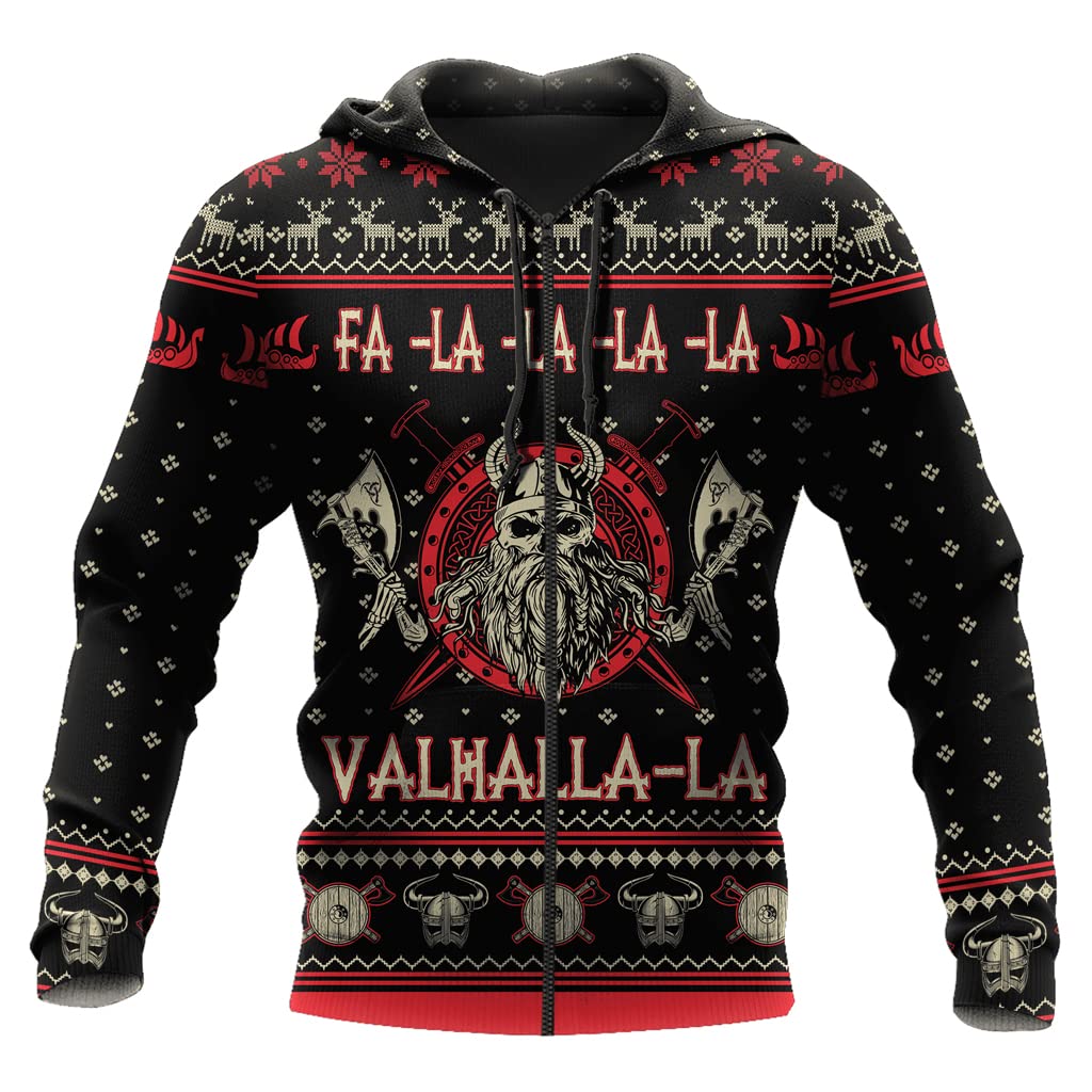 C2Jew Unisex Viking Skull Hoodies, Fashion Harajuku Zip Pullover Sweatshirt, Gift on Birthday Christmas,Zip Hoodie,4XL