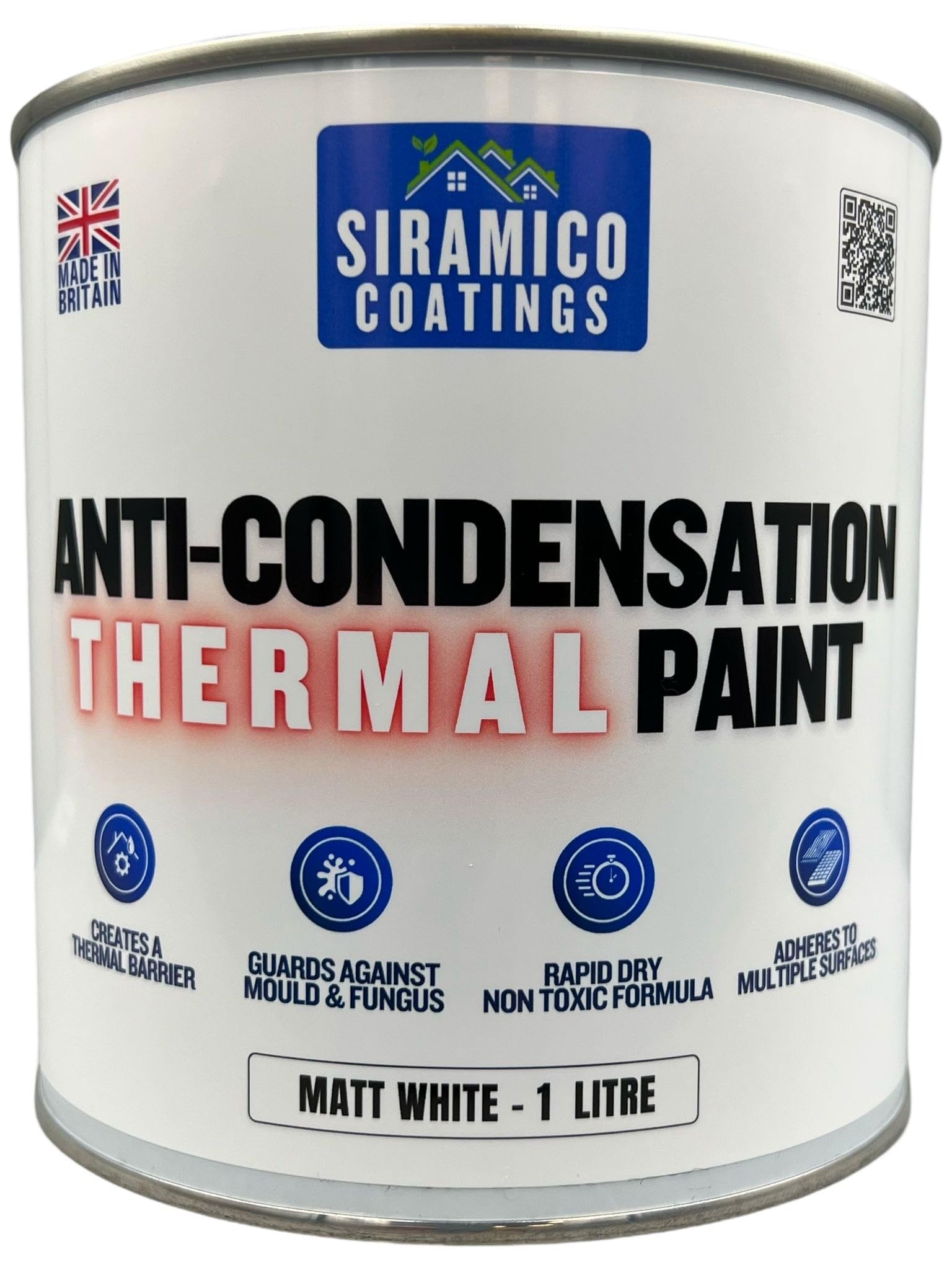 Siramico Coatings White Anti Condensation Thermal Paint | 1 & 5 Litres - Matt | British Made (1 Litre)