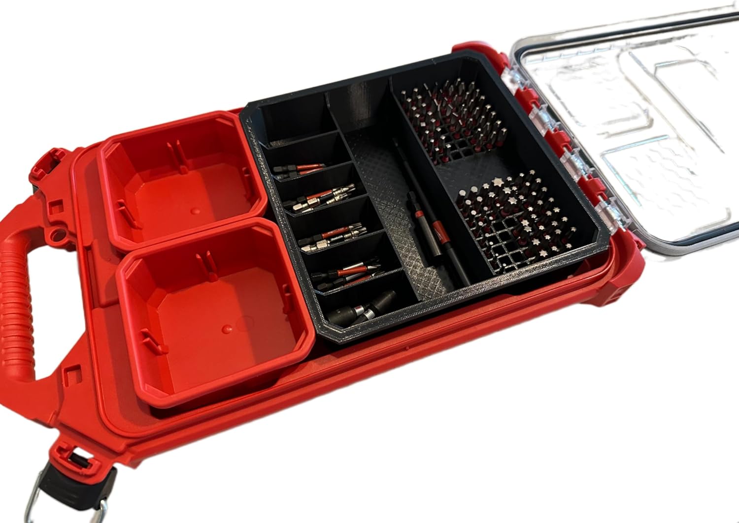 Impact bit holder insert for Packout Low Profile Organizers (7 Compartment + 110 Bit) (Red)