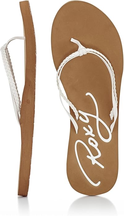 Roxy Women's Cabo Flip Flop Sandal The Cabo is a classic thong style flip flop sandal that features a braided faux leather upper knot detail, a soft footbed, and a traction tread for grip