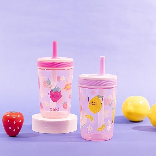 Miniatura 165 de Zak Designs - Juego de vasos Baby Shark Kelso de 15 onzas, sin BPA, tapa de rosca con popote hecha de plástico duradero y silicona, paquete perfecto