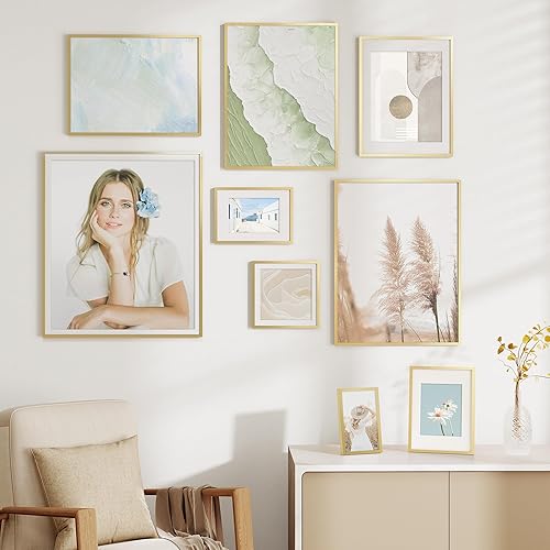 Miniatura 98 de Fun Memories Portarretratos de metal de 16 x 20 pulgadas con paspartú de 11 x 14 pulgadas, acabado de aluminio cepillado, parte delantera de vidrio