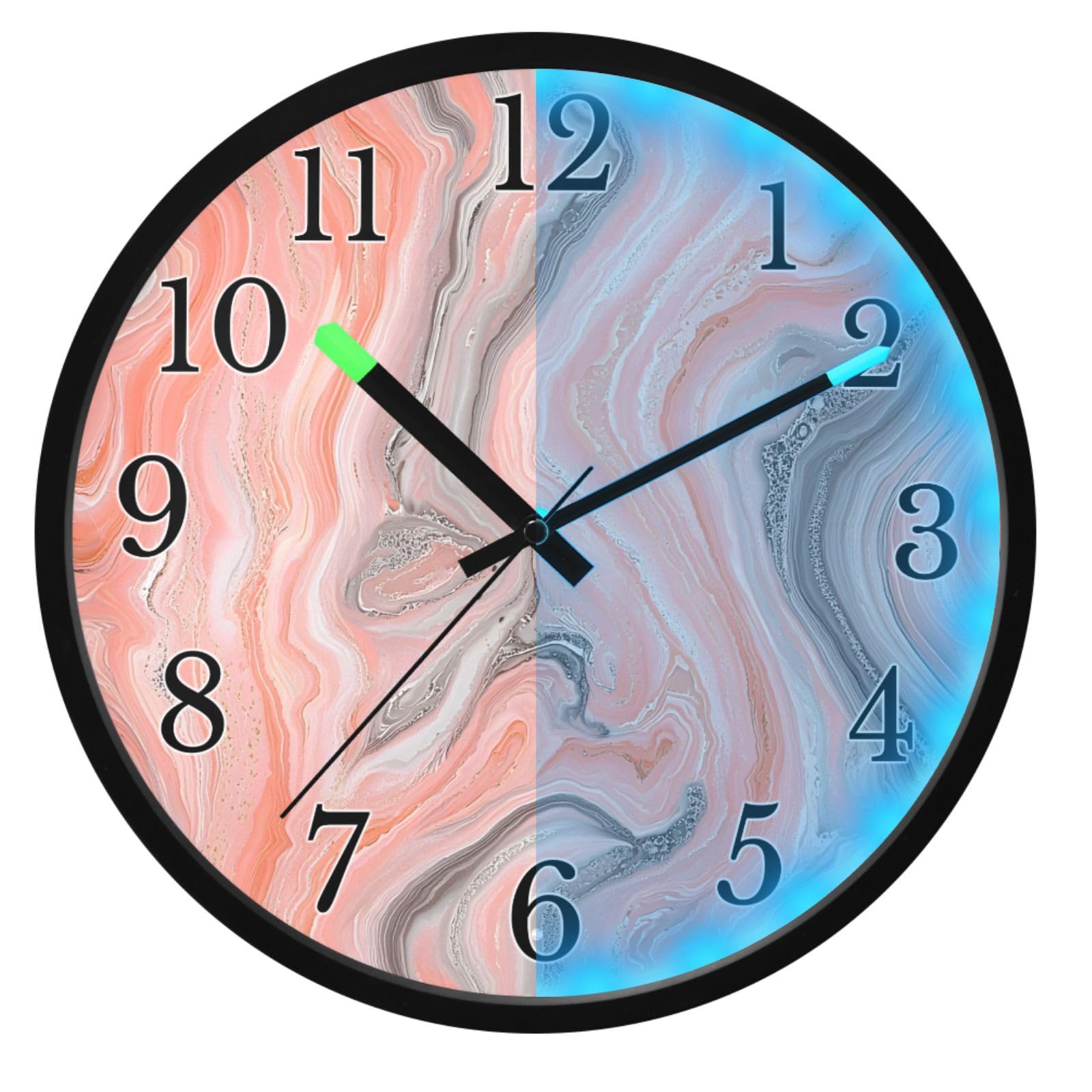 Horloge murale lumineuse pour chambre à coucher au design marbre rose chic