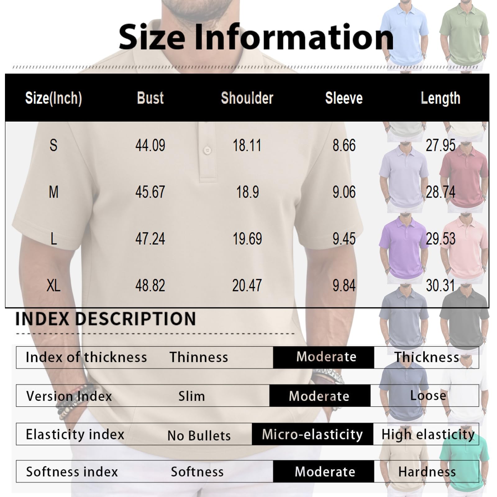 MOKBAY Men's Summer Polo Shirt Clothing Summer Buttons Breathable Polo Shirt Short Sleeve Golf Fashion Korean Collar Slim Fit T-Shirt - 4