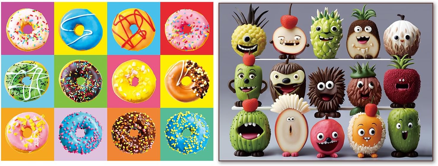 100 Piece Donuts Jigsaw Puzzle and 500 Piece Happy Fruits Puzzle