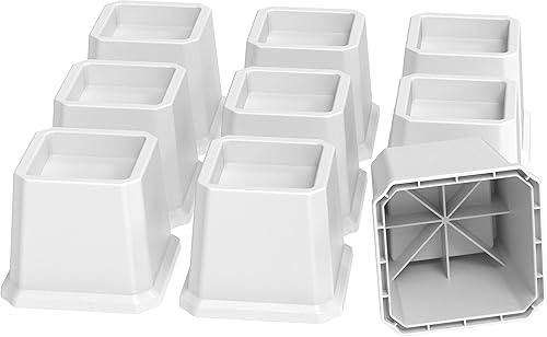 Miniatura 5 de Juego de 9 elevadores de cama de 3 pulgadas, elevadores de cama resistentes para marco de cama, paquete de 9 elevadores de hasta 3000 libras,