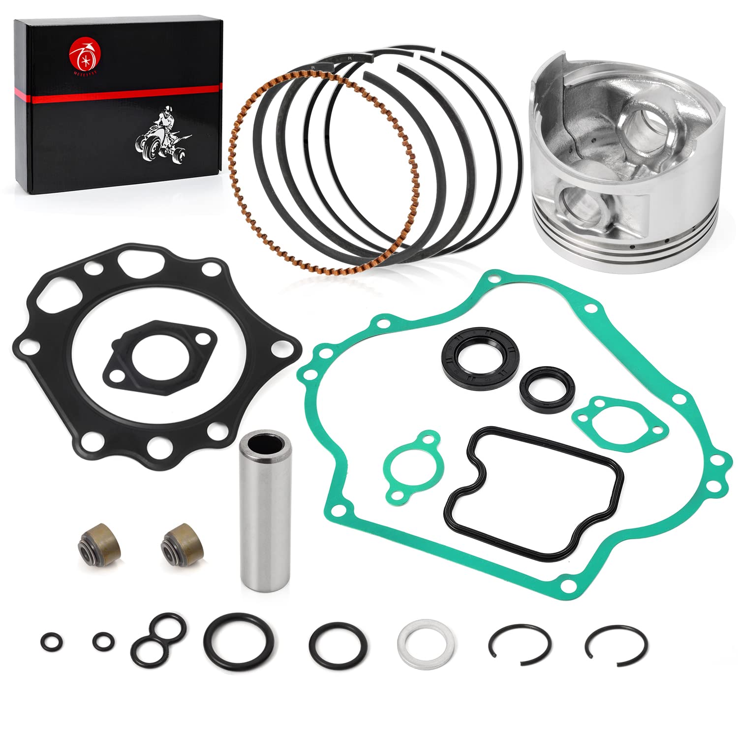 Engine Rebuild Gasket KIT W Piston & Rings & Seals STD Compatible with Kawasaki Mule 500 520 550 KAF300 1990-2004 13001-2207 13008-6007