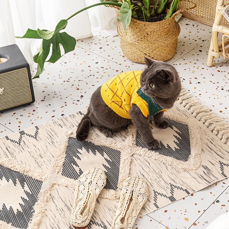 Miniatura 3 de Alfombra decorativa copetuda con borlas, alfombra de algodón de 2 x 3 pies, lavable a máquina para cocina, baño, lavandería, dormitorio (2 x 3 pies,