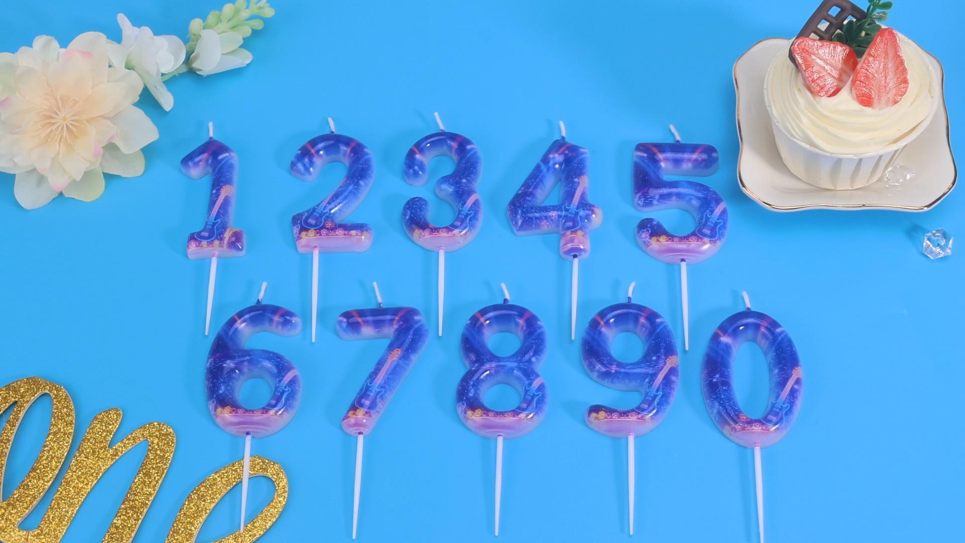 Image of Blue Number 4 Birthday Candles, Cartoon Themed Cake Toppers for Boys Girls Cake Decorations, Birthday Decorations Party Supplies, Number Candles for Party Decor