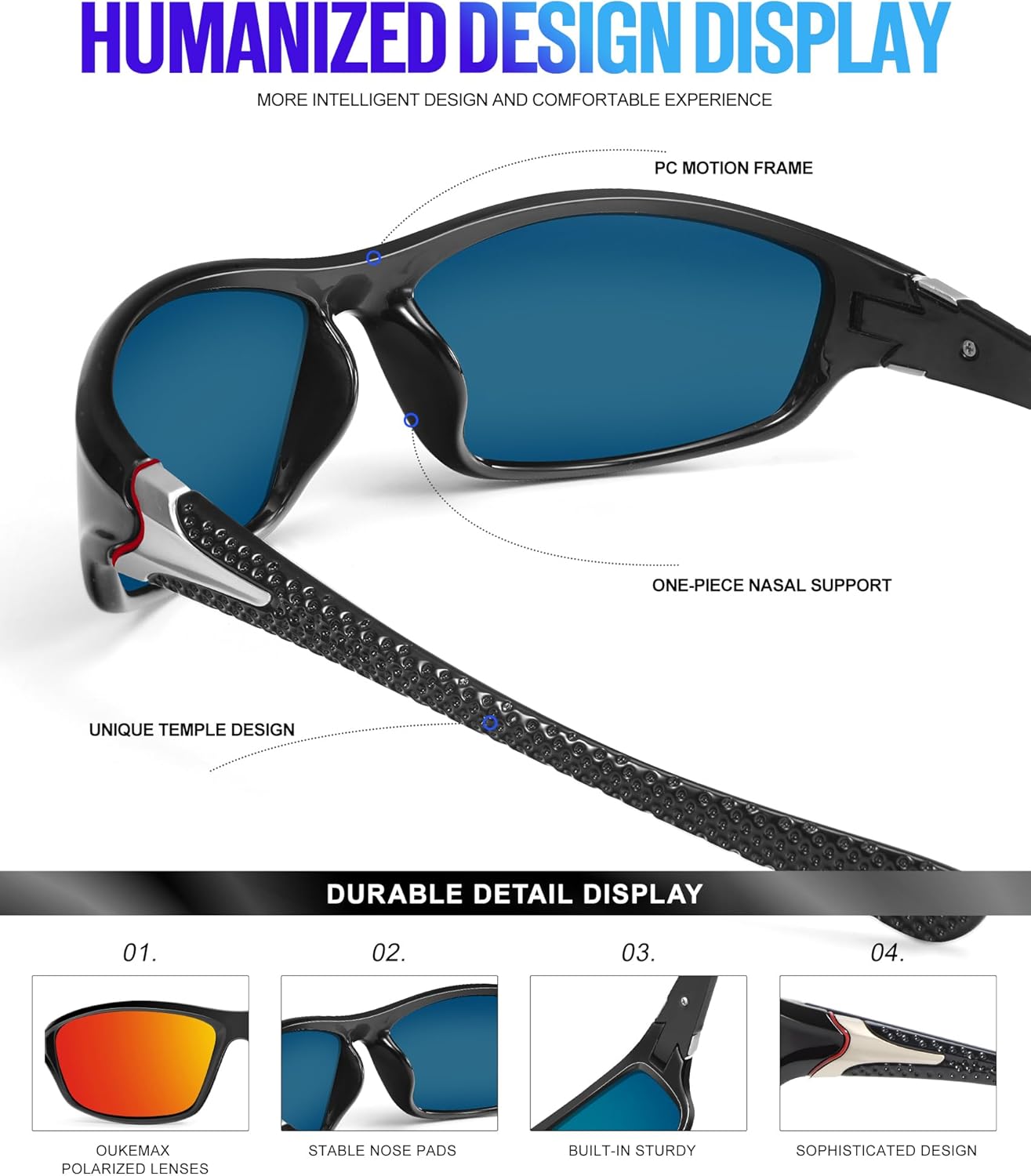 Polarized Sunglasses Men, Sports Sun Glasses Womens UV400 Protection for Fishing Running Driving - Image 2