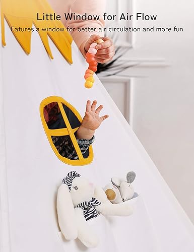 Vista 16 de besrey Tienda de campaña tipi para niños con luz y alfombra, tiendas de campaña para interiores, tienda de campaña de juegos para interiores, tienda