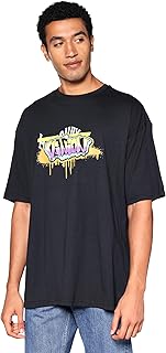 تيشرت رجالي عصري قطن مطبوع سهل الارتداء من ريفين، لون أسود