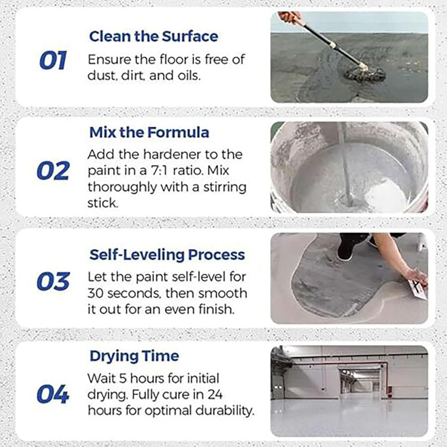500G Wear-Resistant Anti-Slip Self-Leveling Epoxy Floor Paint, Multipurpose Quick-Dry Waterproof Water-Based Floor Paint,Epoxy Floor Paint For Concrete (White*500g)