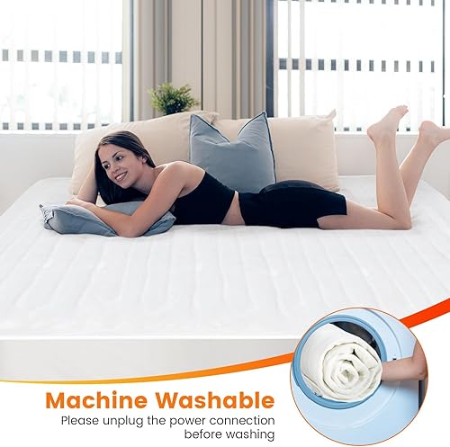 Miniatura 7 de GOODVE Colchón térmico de doble control, calentador de cama eléctrico con 8 ajustes de calor y temporizador de 10 horas, protección automática