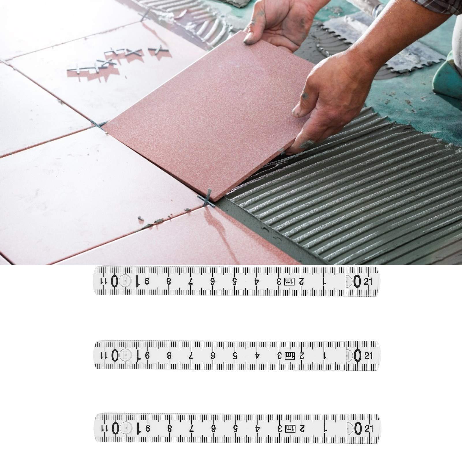 3Pcs Folding Ruler Meter Stick Multi-Angle Ruler Linear Measurement for Carpentry Tile Laying Yard Stick for Underwater Measurement Laying Tiles and Wood Floors Projects
