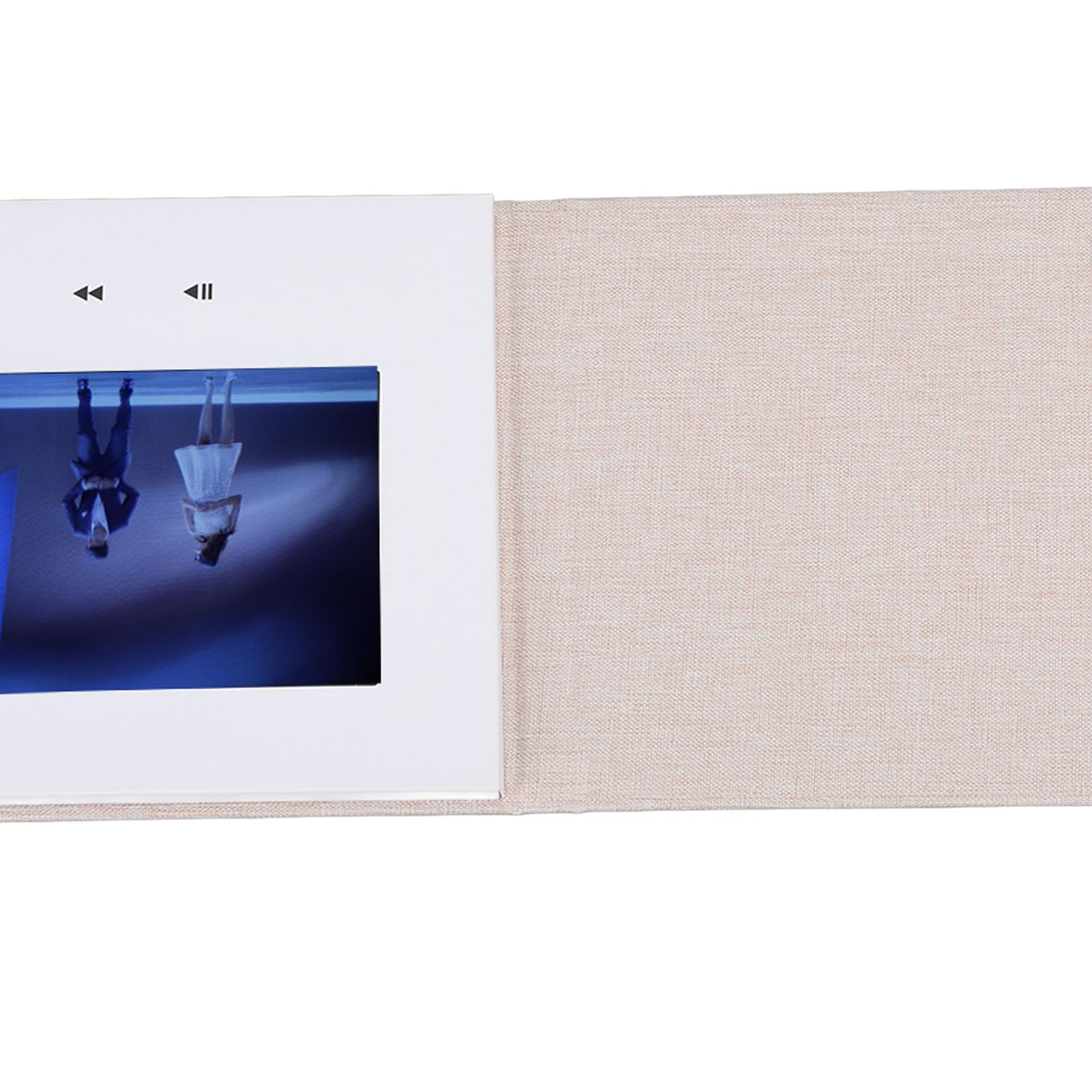Fabater Biglietto d'auguri Video da 7 Pollici con Schermo LCD, Biglietto d'auguri Elettronico per Brochure Video per Regalo di Compleanno, Stile Tessuto di Lino Carta Dura, Memoria da 2 GB