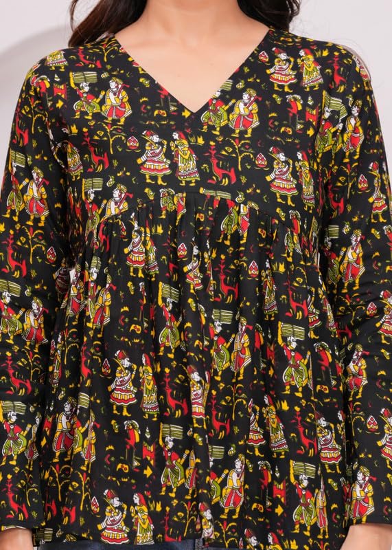 Image of SIROTA Rayon Short Top for Women | Tunic for Jeans | Western Short Kurti | Stylish Straight Ladies Kurta | Ethnic Kurta for Girls