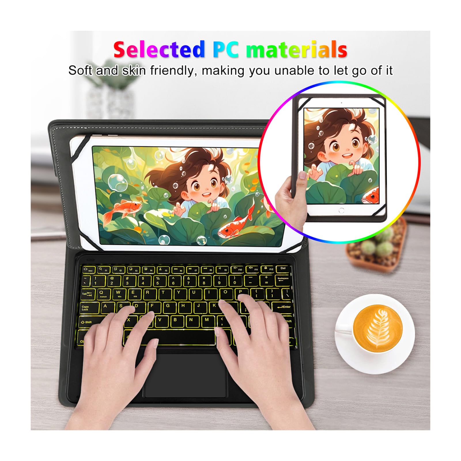 TY3316 Copertura per tastiera per tablet universale Bluetooth copertura per tastiera adatta per tablet da 9 "a 11" TY-3316D Touch Retroilluminazione
