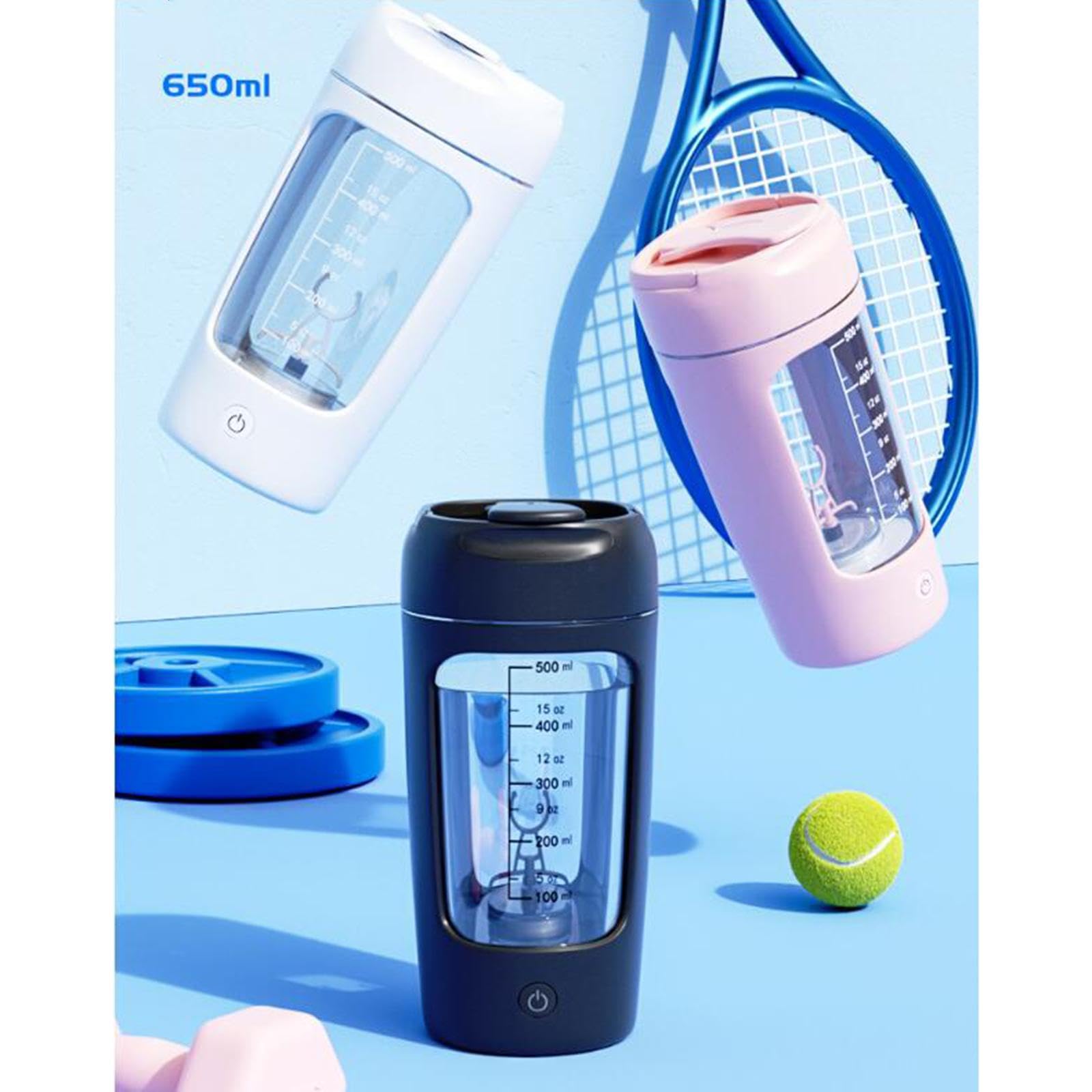Lot de 3 shaker de protéines électriques portables pour lait, milkshakes, café blanc, 20 x 9,2 x 9,2 cm