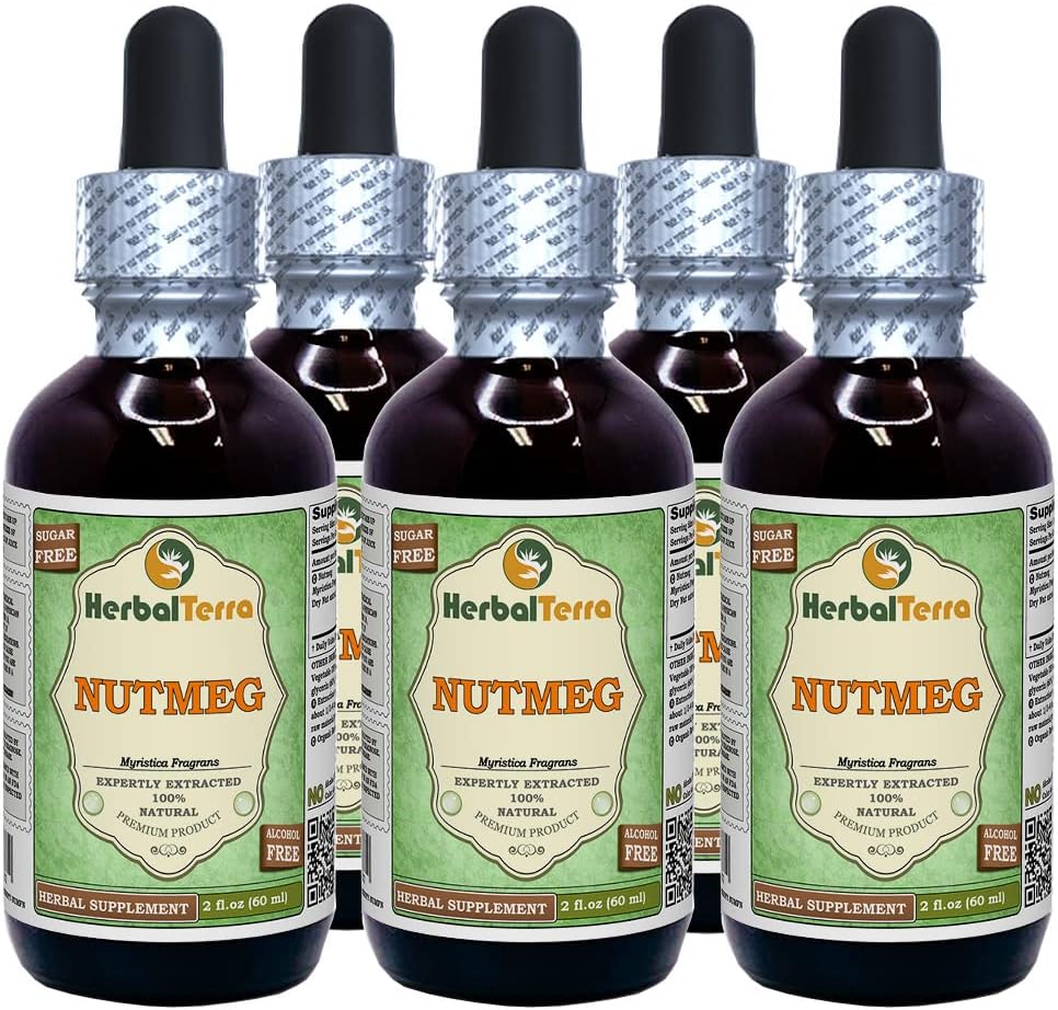 Nutmeg (Myristica Fragrans) Tincture, Organic Dried Nuts Liquid Extract (Brand Name: HerbalTerra, Proudly Made in USA) 20x4 fl.oz (20x120 ml)