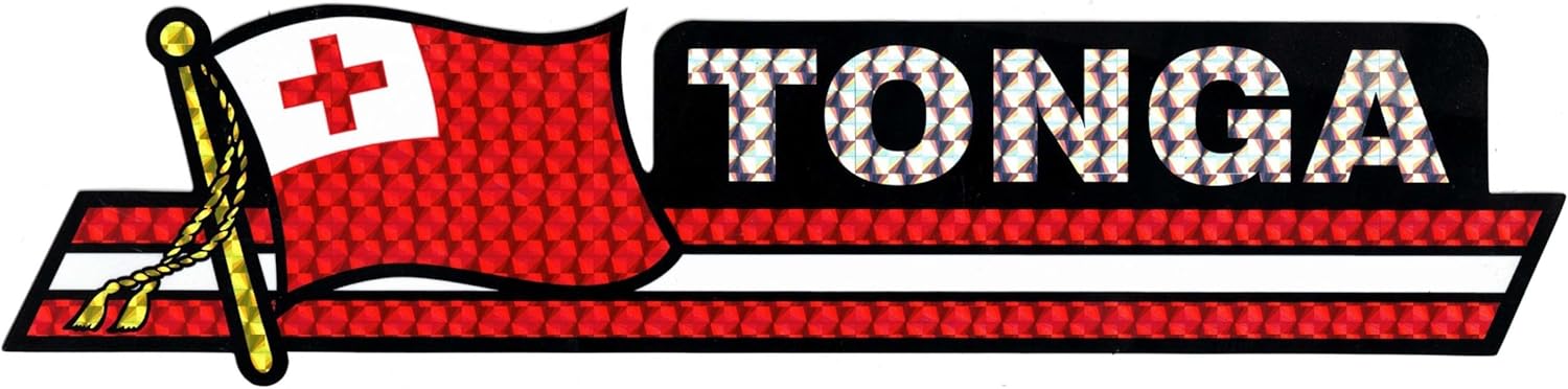 Pack of 50 Tonga Flag 3"x12" Reflective Decal Bumper Sticker DCX-234