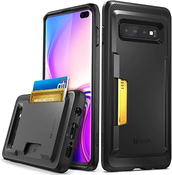 VENA Galaxy S10 Plus Wallet Case - vSkin Slim Credit Card Holder Case Cover Designed for Samsung S10 Plus - Black