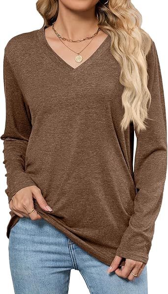 Long Sleeve Shirts for Women V Neck Fall Clothes Business Casual Outfits
