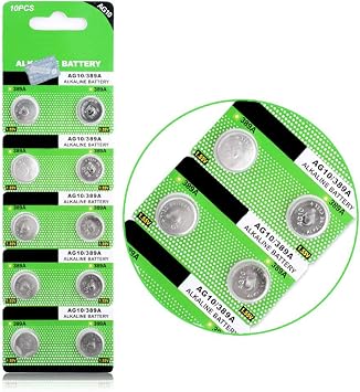 10pcs AG10 Button Cell Batteries LR1130 Button Cell Battery 1.5V 1130 Battery Button Cell 389 SR54 189 SR1130 LR54 Batteries for Watch Toys Remote