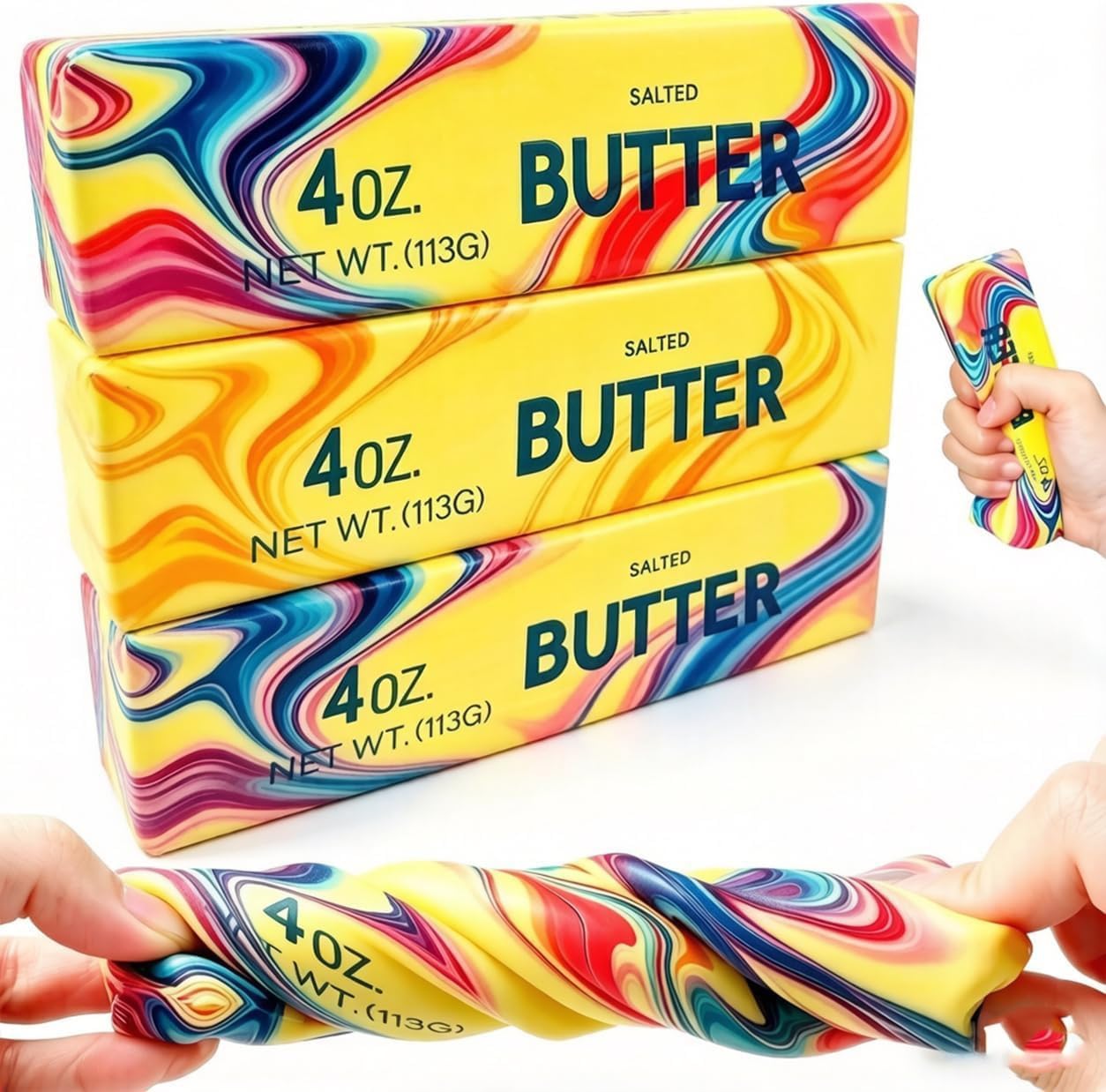 10In Giant Butter Squishy, 14oz Jumbo Butter Squeeze Stress Stick, Slow Rebound Squeeze Realistic Butters Squishy, Upgrade Stress Sensory Fidget Toys for Anxiety Relief (2, Foam-Random)