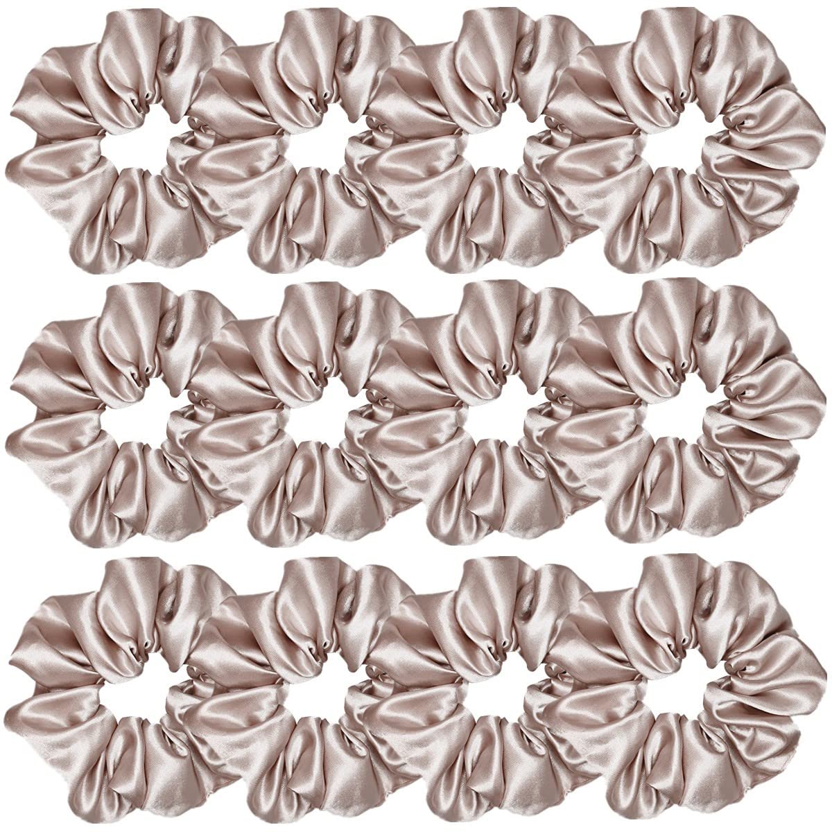 12 Pcs Satin Silk Scrunchies, Soft Hair Ties, Fashion Bands, Bows, Ropes, Elastic Bracelets, Ponytail Holders, Hair Accessories for Women and Girls (