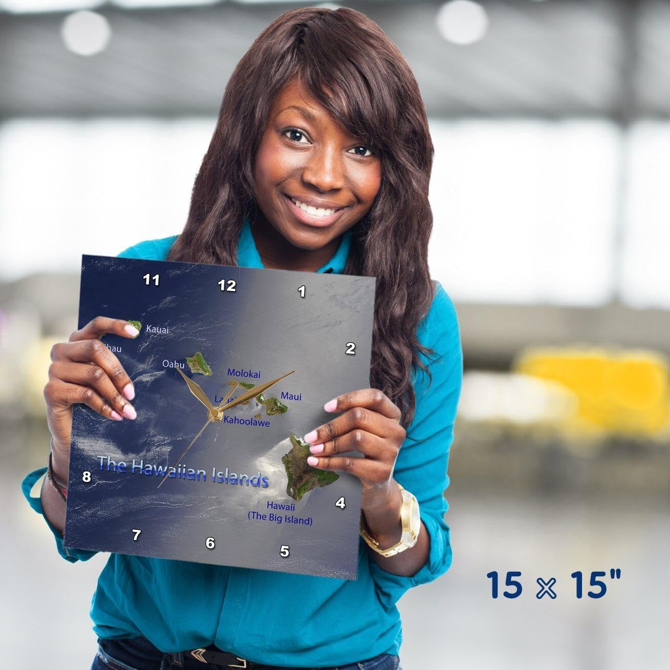 3dRose DPP_55408_3 View of The Hawaiian Islands Wall Clock, 15 by 15-Inch