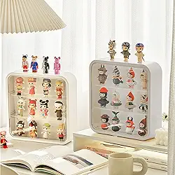 APACALI Vitrine Transparente Para Bonecos, Caixa Colecionáveis Com Prateleiras, Organizador De Plástico 30 Cm Parede Ou Mesa, Minifigura Acrílico Em Formato Pedra, Branca