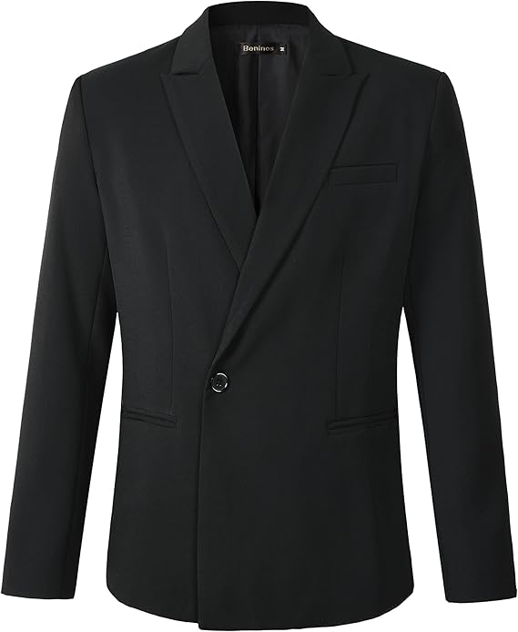Beninos Mens Sport Coat Casual Blazer Peak Lapel Business Suit Jacket
