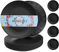 Vista 21 de Homienly Juego de 8 platos planos alternativos para platos de plástico, aptos para microondas y lavavajillas, platos de paja de trigo para cocina