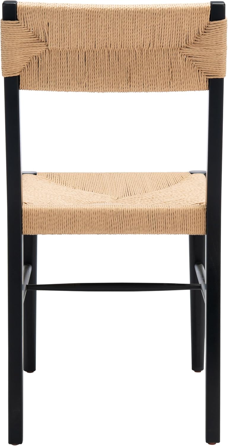 Safavieh Couture Home Collection Cody Black/Natural Rattan Living Room Dining Accent Chair (Fully Assembled) -Set of 2 SFV4104A-SET2
