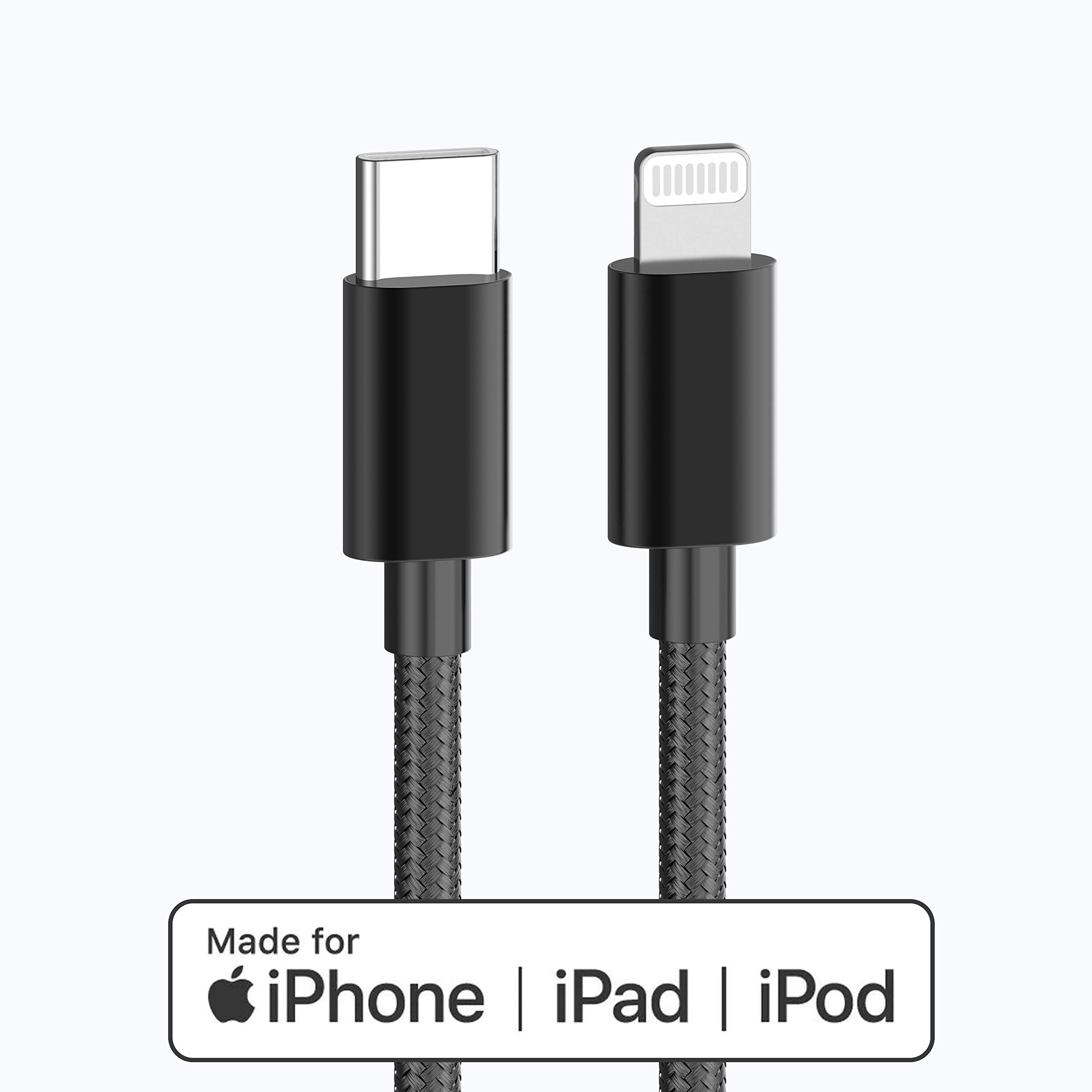 Apple MFi certificato USB C a Lightning cavo da 4 FT caricabatterie/sincronizzazione per iPhone X/XS/XR/XS Max / 8/8 Plus, (per uso con caricabatterie di tipo C) 1,2 m (nero)