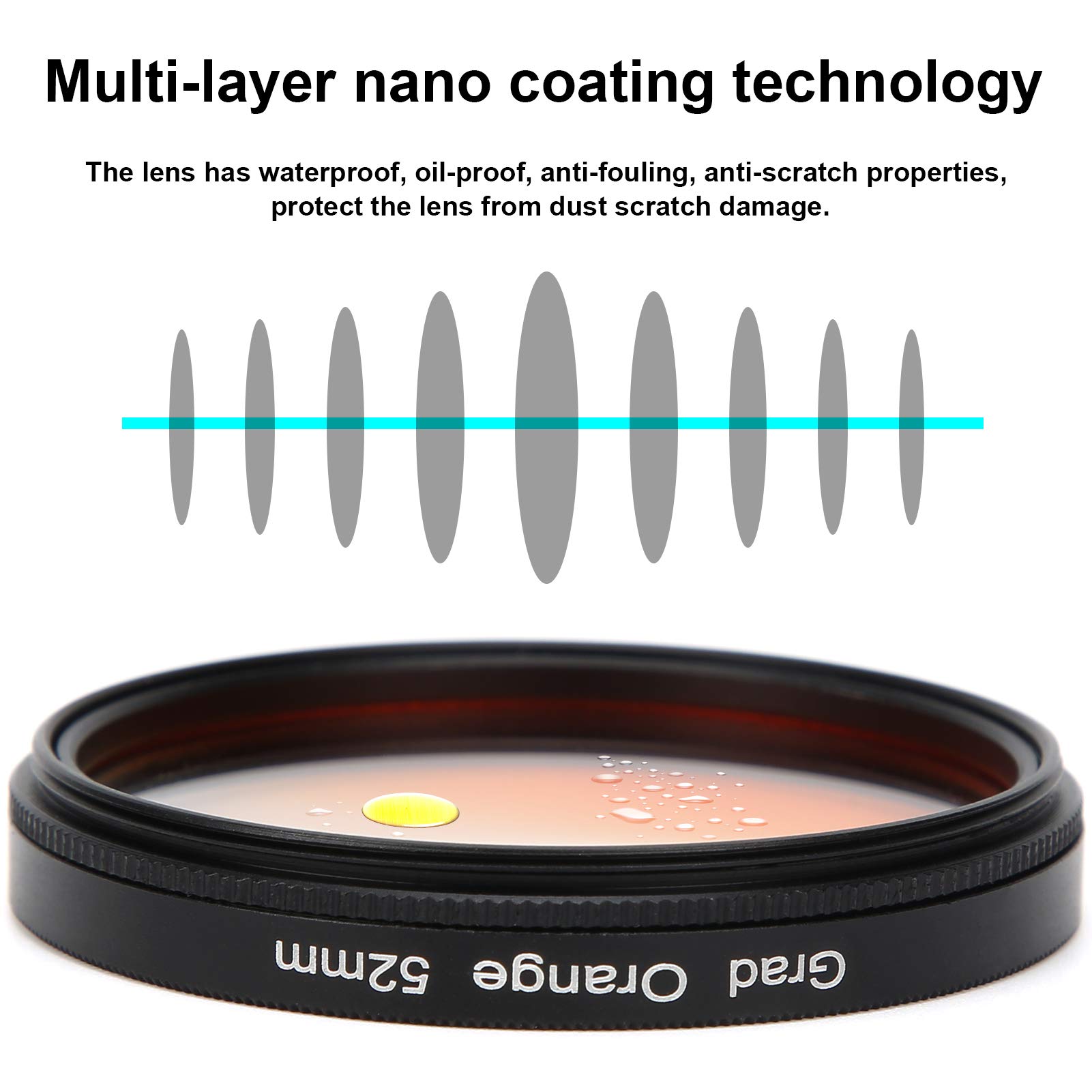 Filtre à Gradient D'objectif de 52 Mm Alliage D'aluminium de Haute Qualité et Verre Optique Étanche à L'épreuve de l'huile, Ferme et Durable pour Appareil Photo/Nikon Filtre à Gradient D'objectif de 52 Mm Alliage D'aluminium de Haute Qualité et Verre Optique Étanche à L'épreuve de l'huile, Ferme et Durable pour Appareil Photo/Nikon