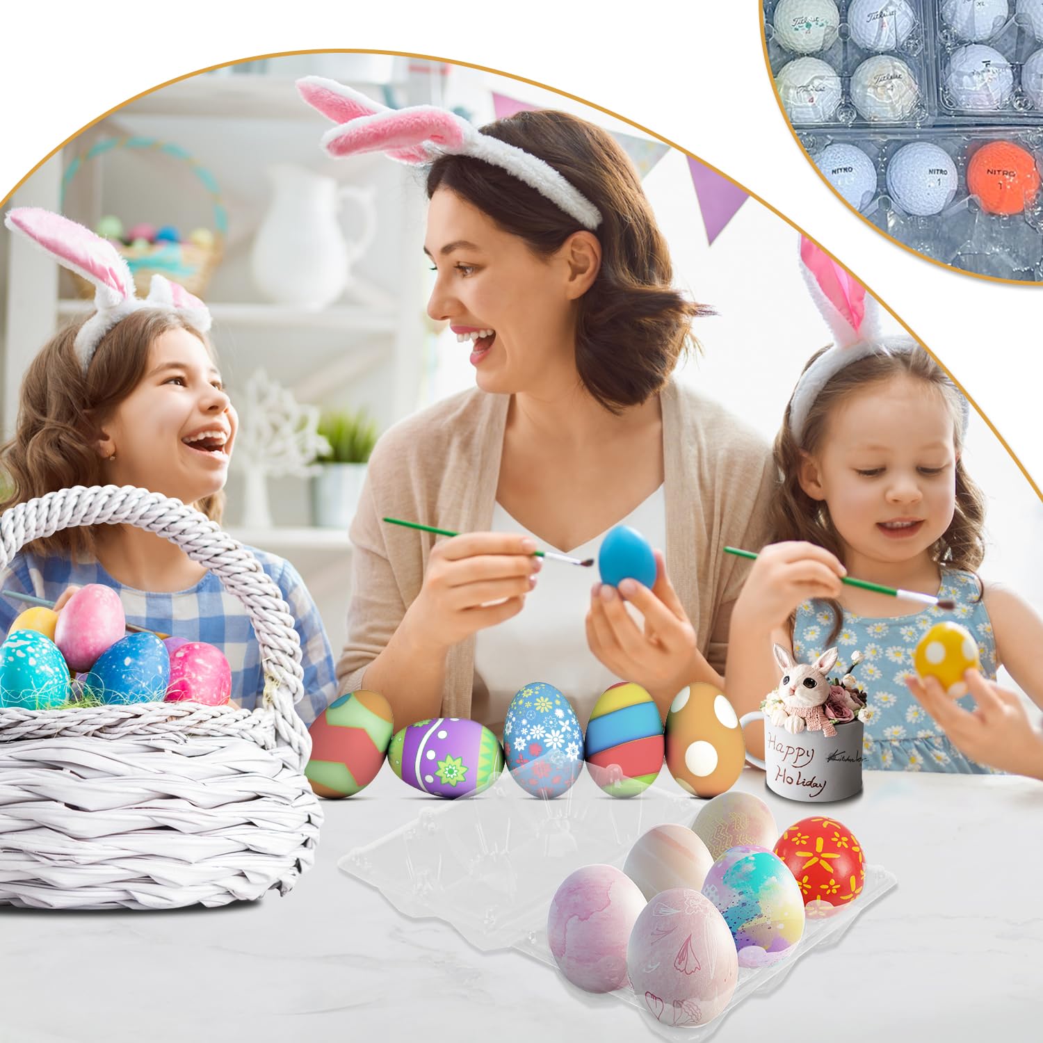 Eierkartons aus transparentem Kunststoff, für Zuhause und Küche, Bauernhof und Markt, 6 Fächer (mittelgroß), 150 Stück