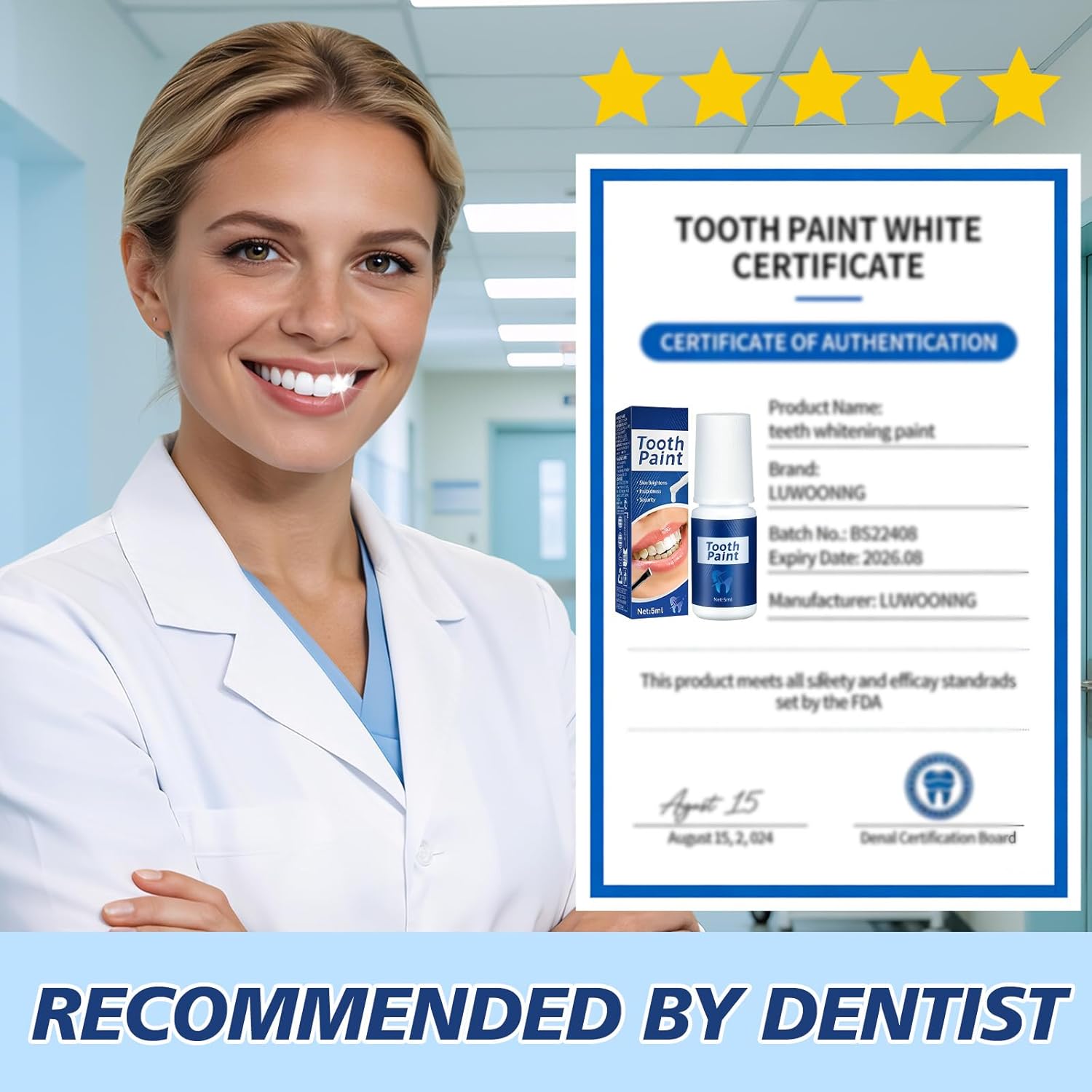 Tooth Paint - Instant Teeth Whitening Paint for Yellow Teeth, Smokers and Coffee Lovers, Creates a Dazzling White Smile in Minutes