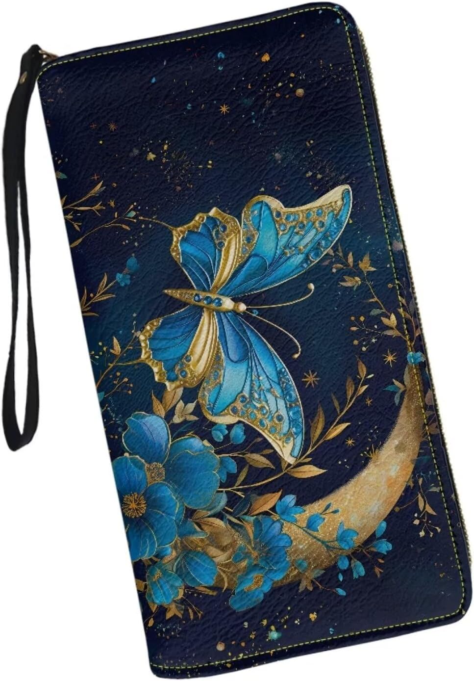 Binienty Womens Zipper Wallet, PU Leather Wristlet Purse, Zip Around Card Holder Organizer Clutch Handbag